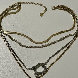 Elegant Gold and Silver Layered Necklace